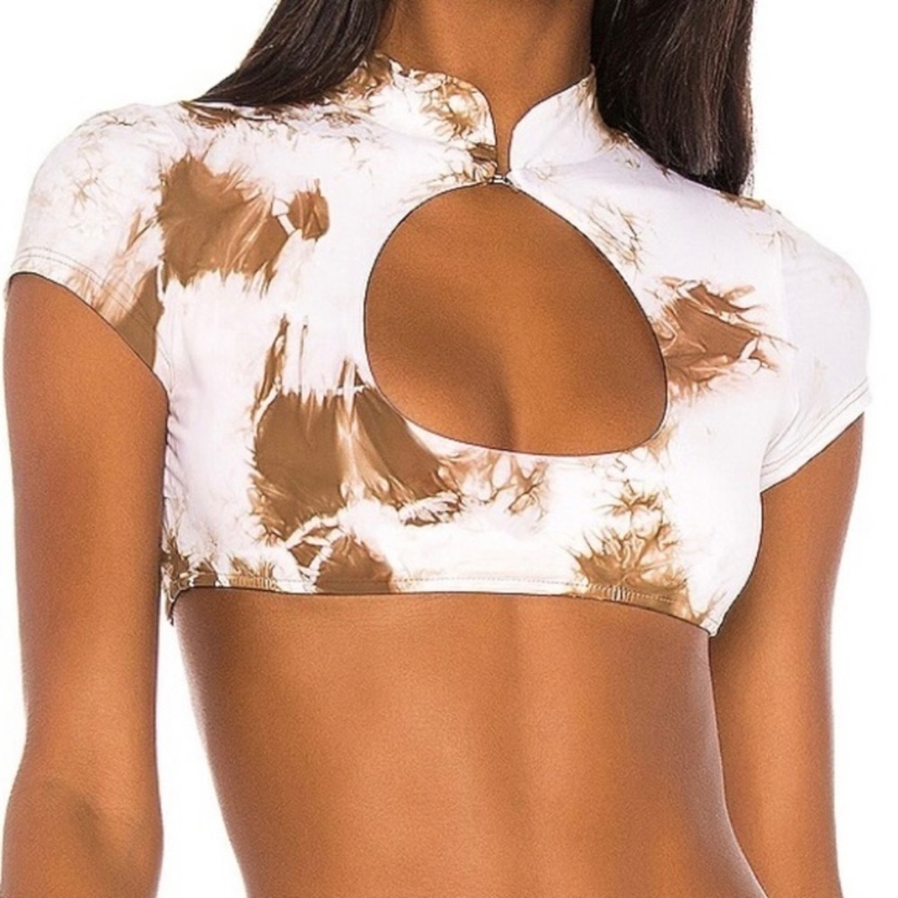Frankies Bikinis Logan Top in Brownie Tie Dye NWT